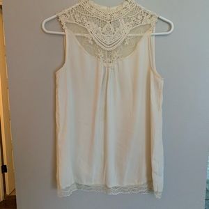 cream lace high neck top
